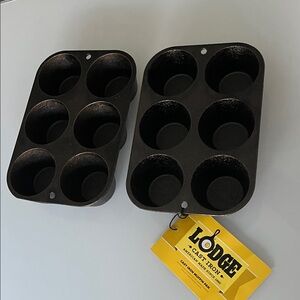 LODGE Black Cast Iron Muffin Pan (Two available. Priced & sold individually)